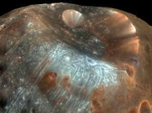 Stickney Crater on the
            Martian moon Phobos.